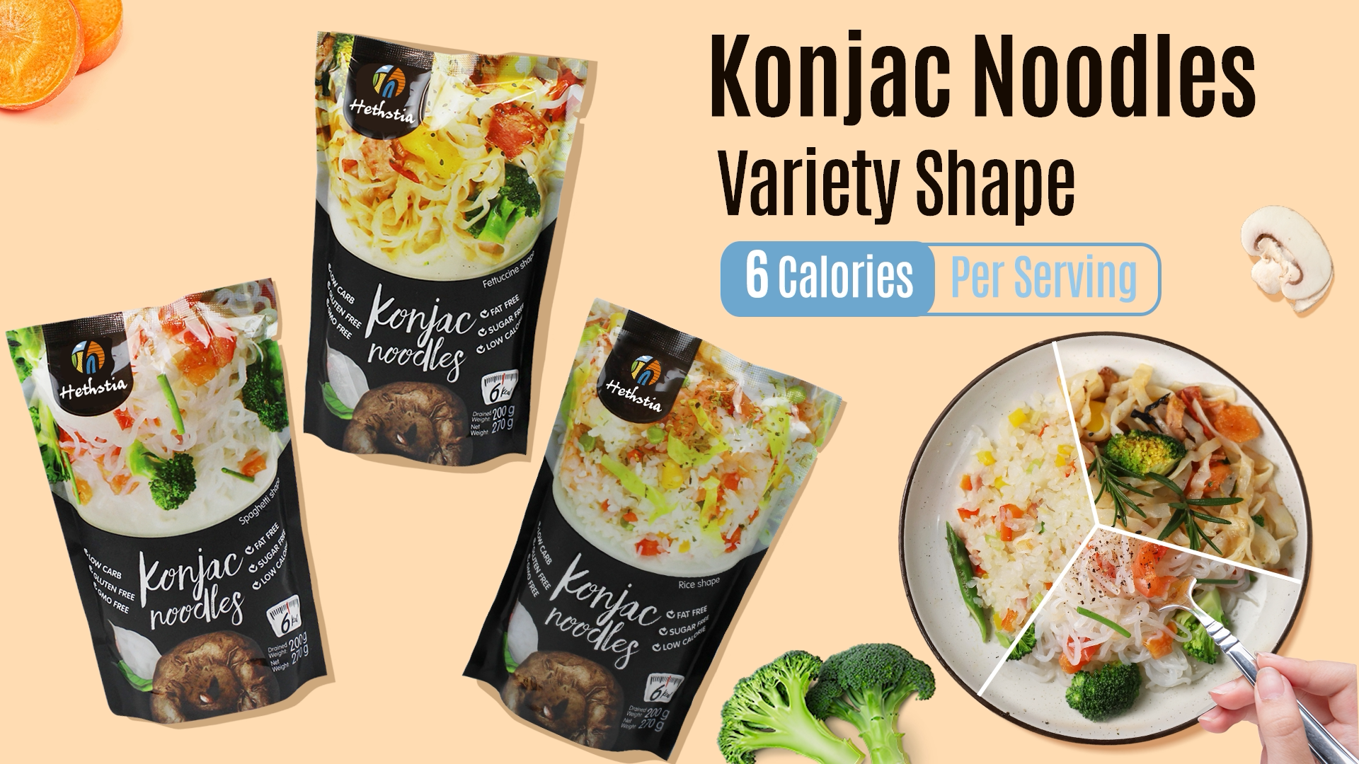 Amazon.com : Hethstia Shirataki Noodle Low-Carb Pasta and Rice